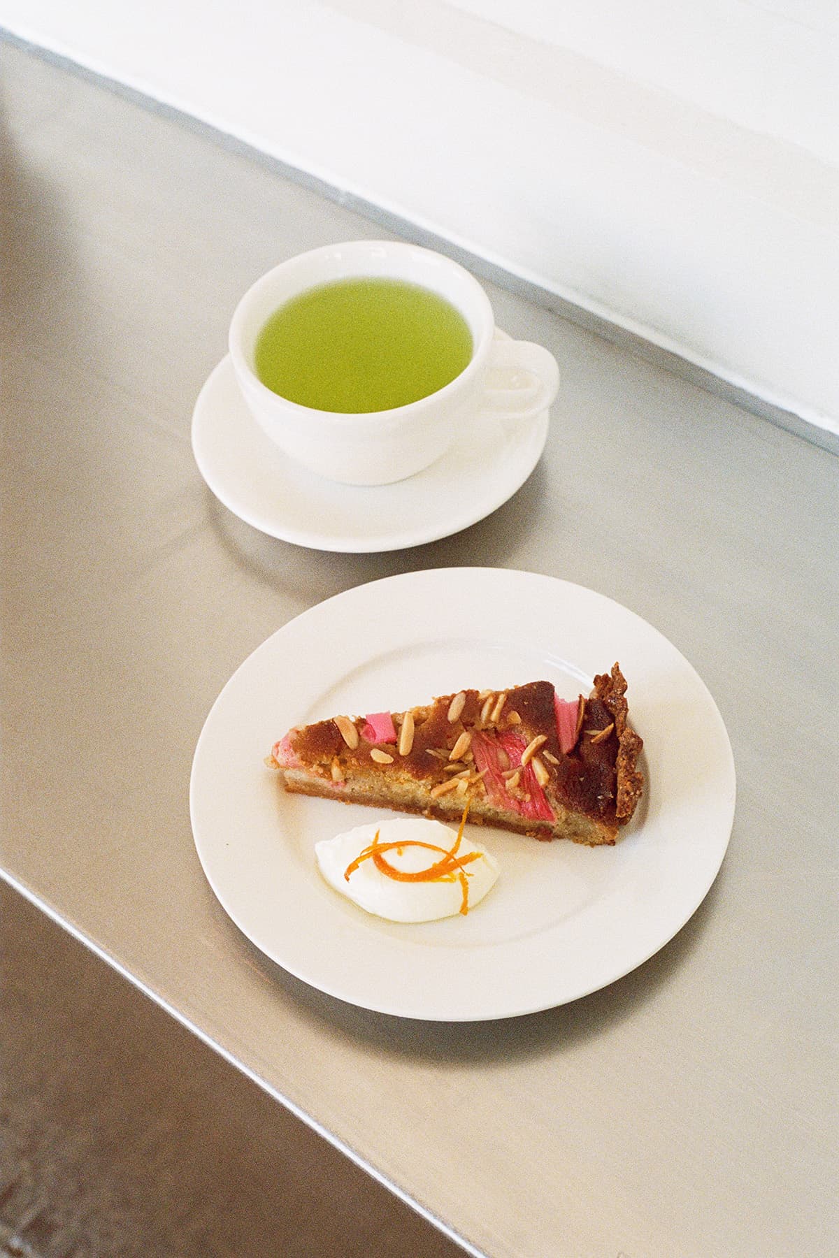 Frangipane Tart with Seasonal Fruit and a Green Tea